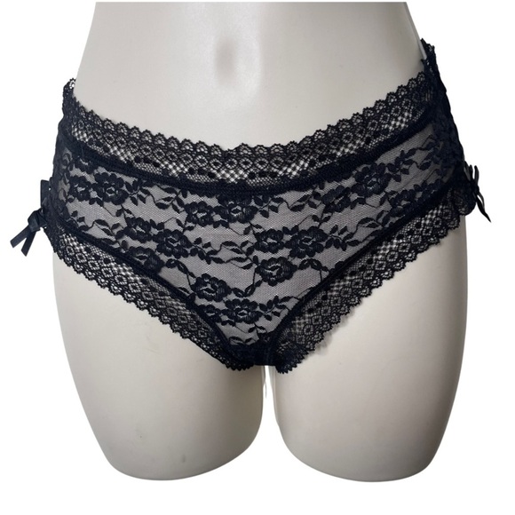 Adore Me Other - New Adore Me black floral lace hipster panties sz S